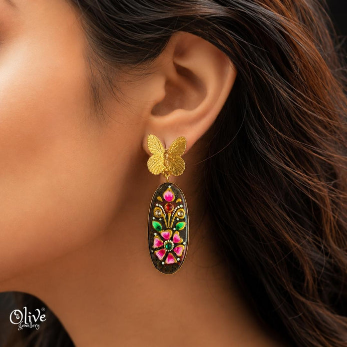 Tanjore Butterfly Earrings-309