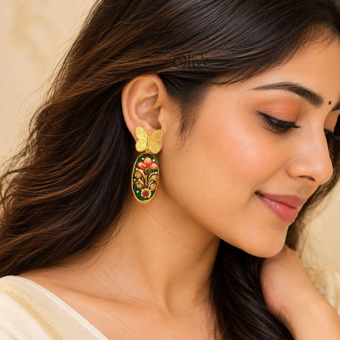 Tanjore Butterfly Earrings-310