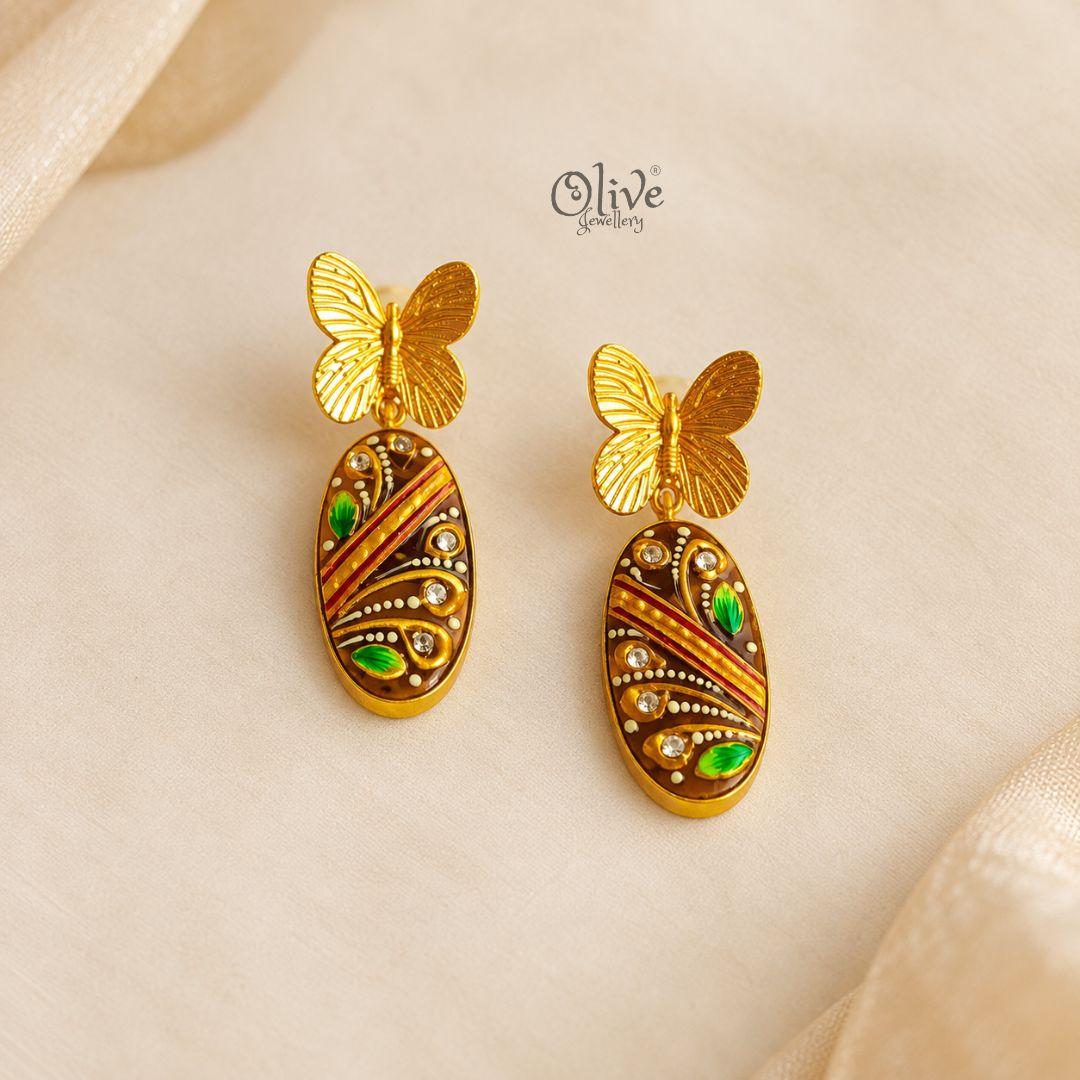 Tanjore Butterfly Earrings-311