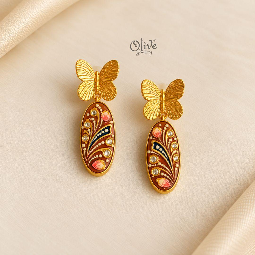 Tanjore Butterfly Earrings-312