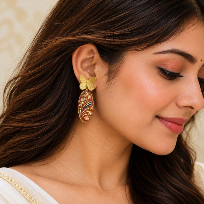 Tanjore Butterfly Earrings-312