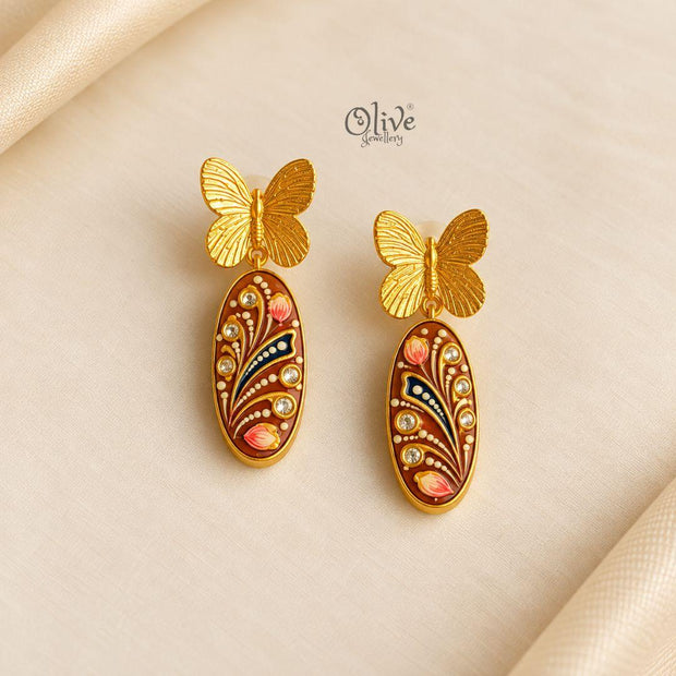 Tanjore Butterfly Earrings-312