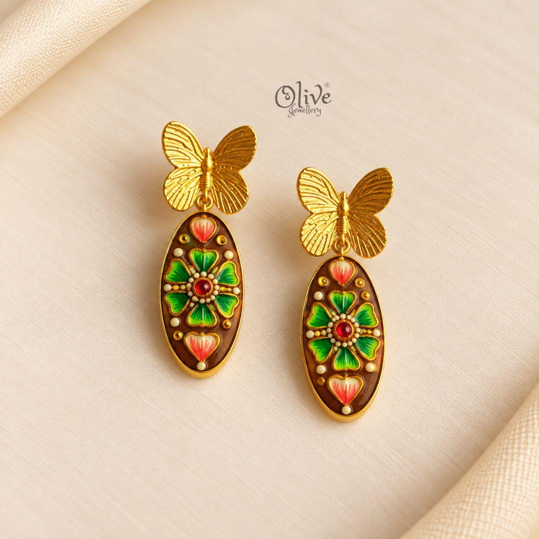 Tanjore Butterfly Earrings-313