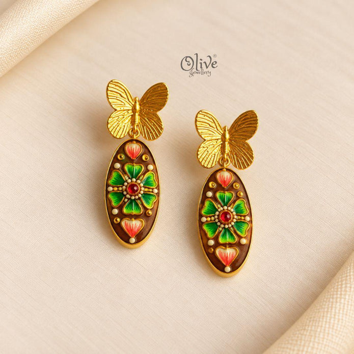 Tanjore Butterfly Earrings-313