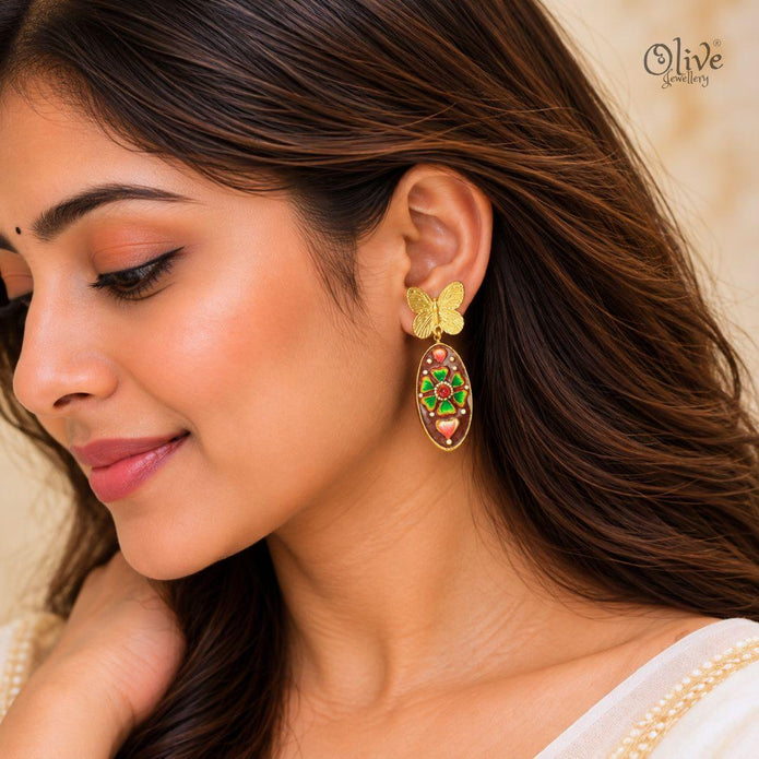 Tanjore Butterfly Earrings-313