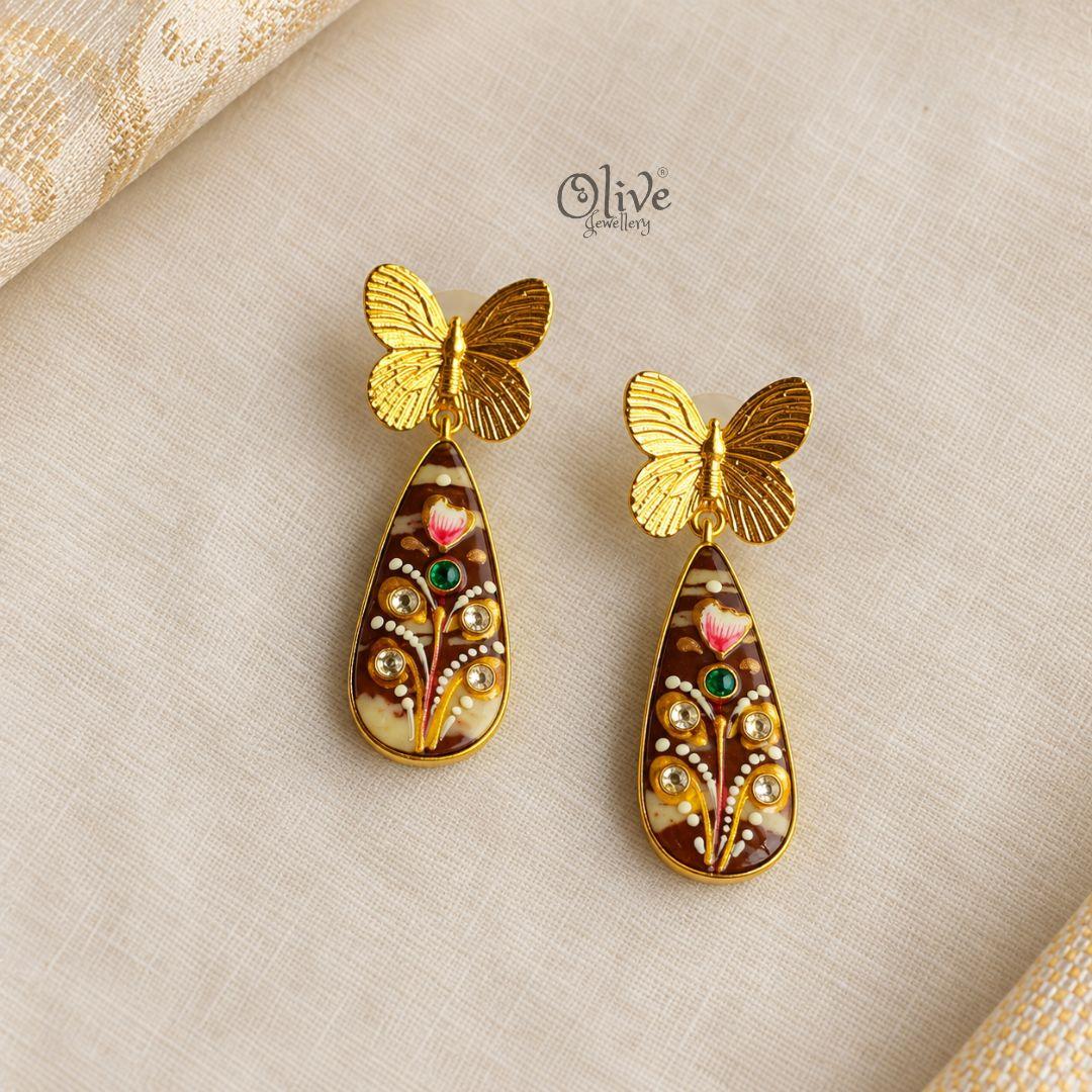Tanjore Butterfly Earrings-317