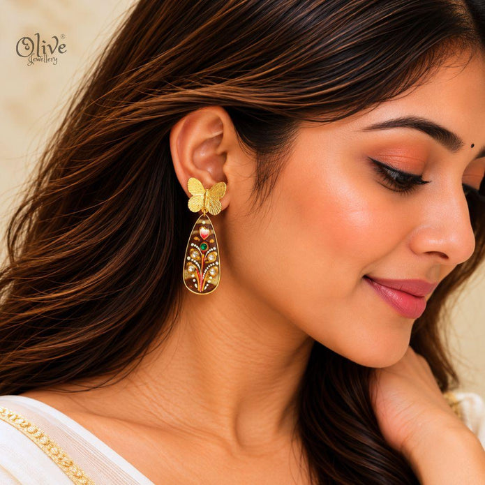 Tanjore Butterfly Earrings-319