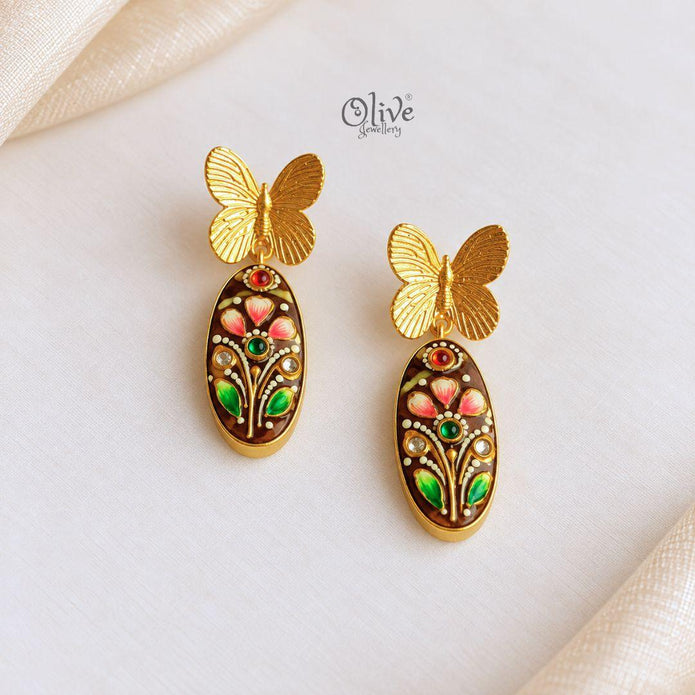 Tanjore Butterfly Earrings-322