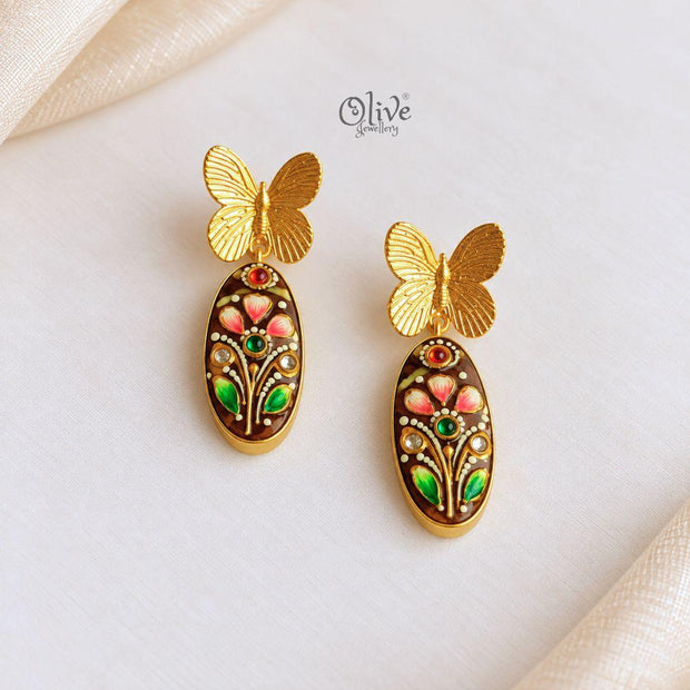 Tanjore Butterfly Earrings-322
