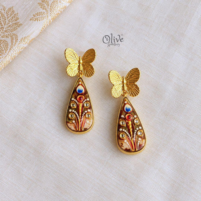 Tanjore Butterfly Earrings-323