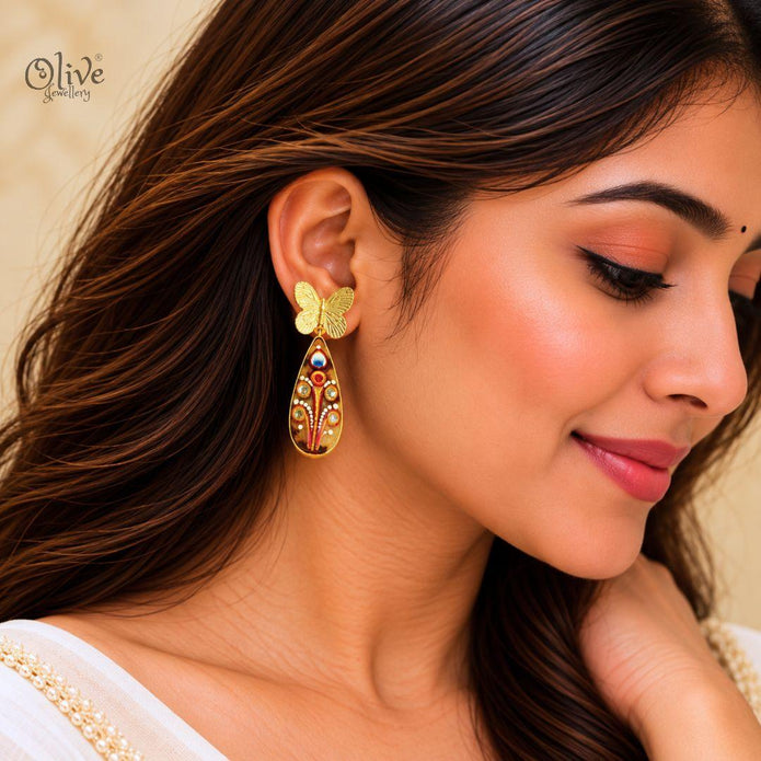 Tanjore Butterfly Earrings-323