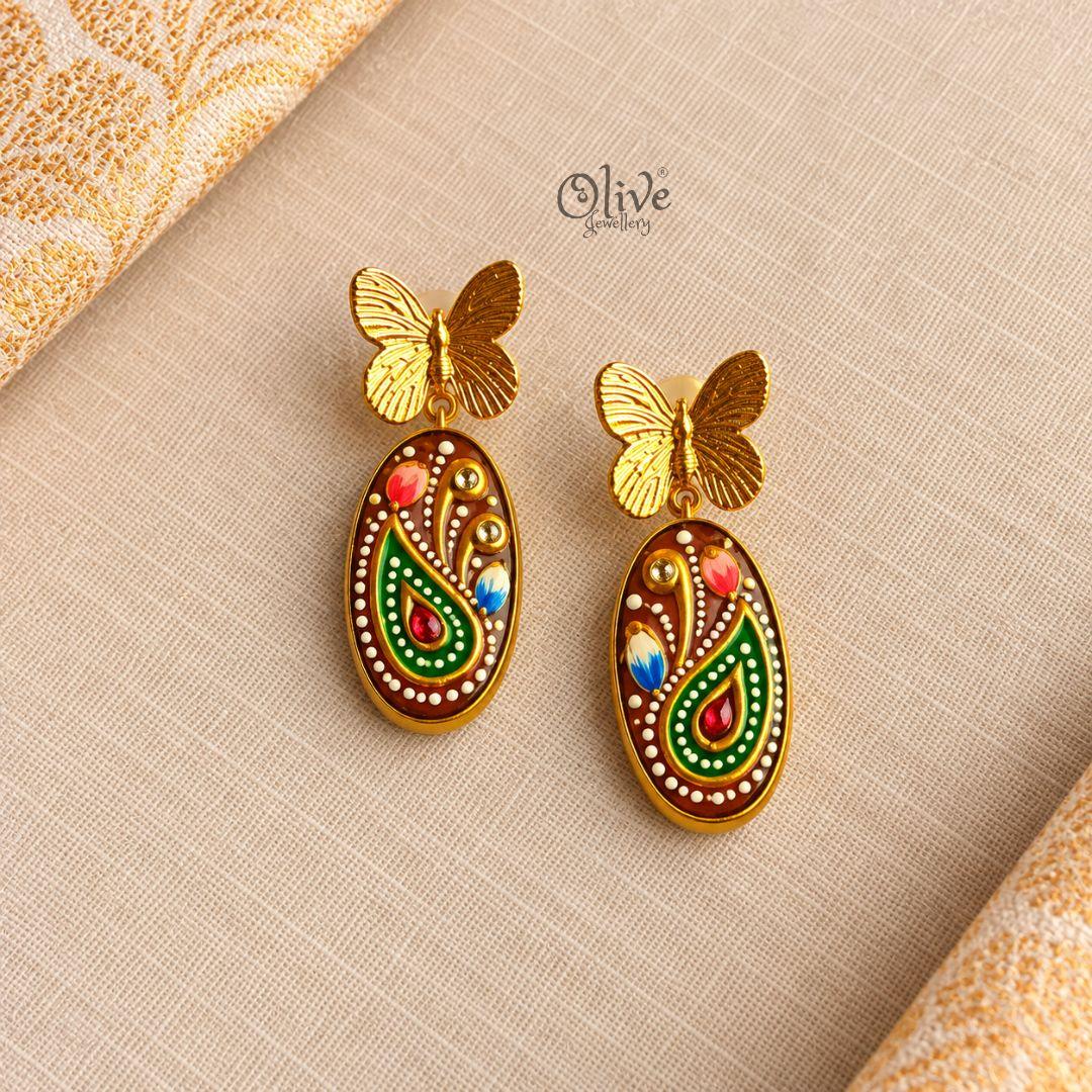 Tanjore Butterfly Earrings-325
