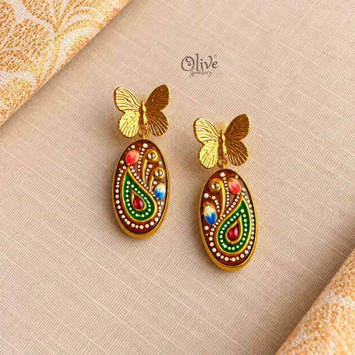 Tanjore Butterfly Earrings-325