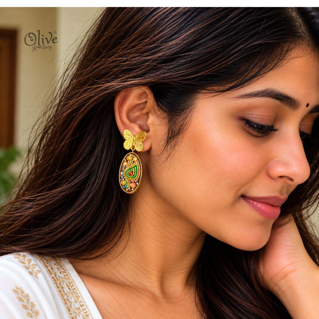 Tanjore Butterfly Earrings-325