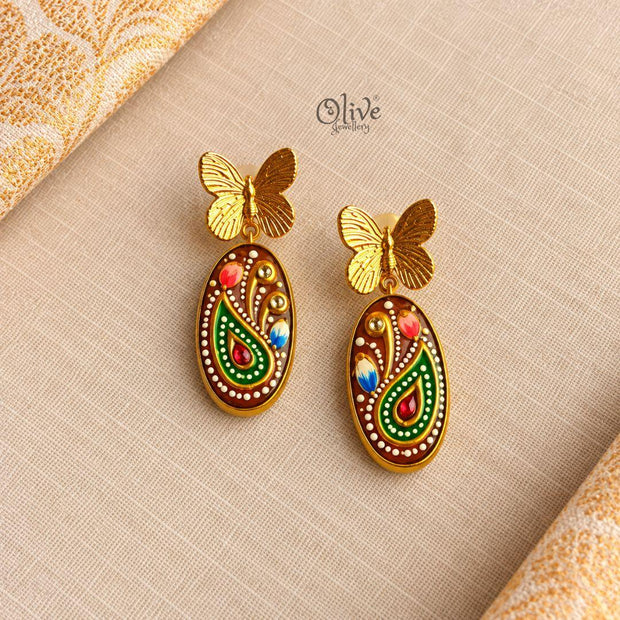 Tanjore Butterfly Earrings-325