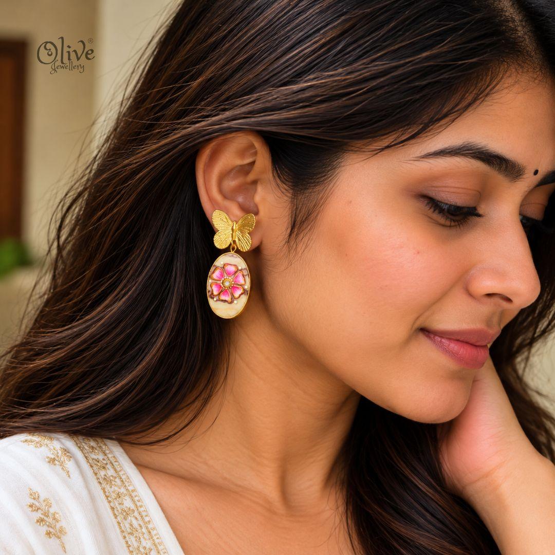 Tanjore Butterfly Earrings-326