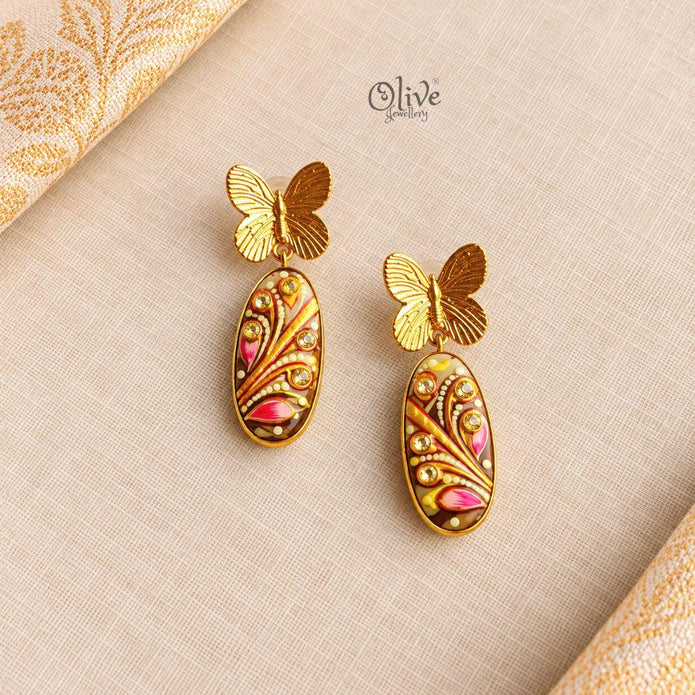Tanjore Butterfly Earrings-329