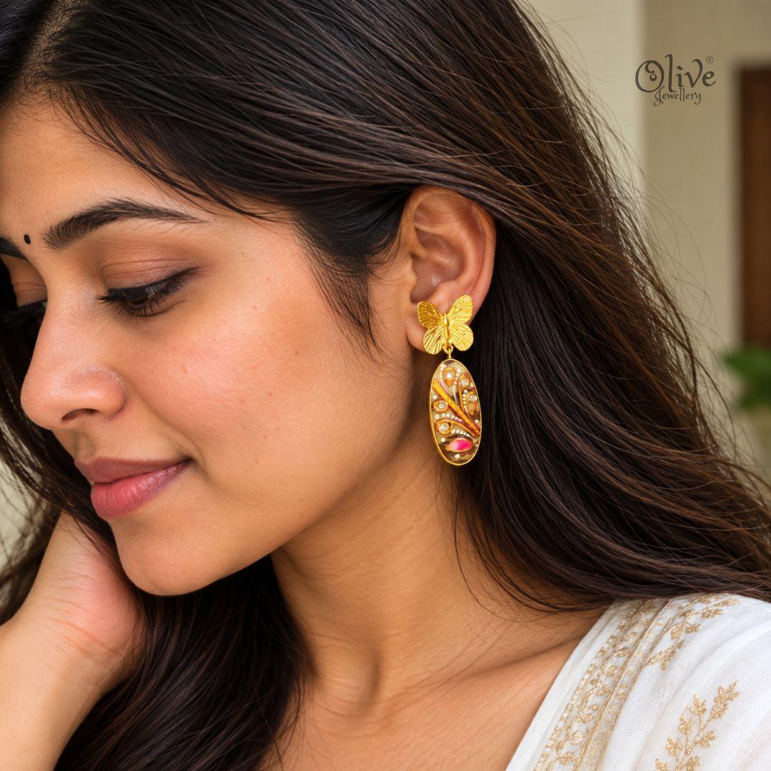 Tanjore Butterfly Earrings-329