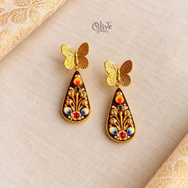Tanjore Butterfly Earrings-330