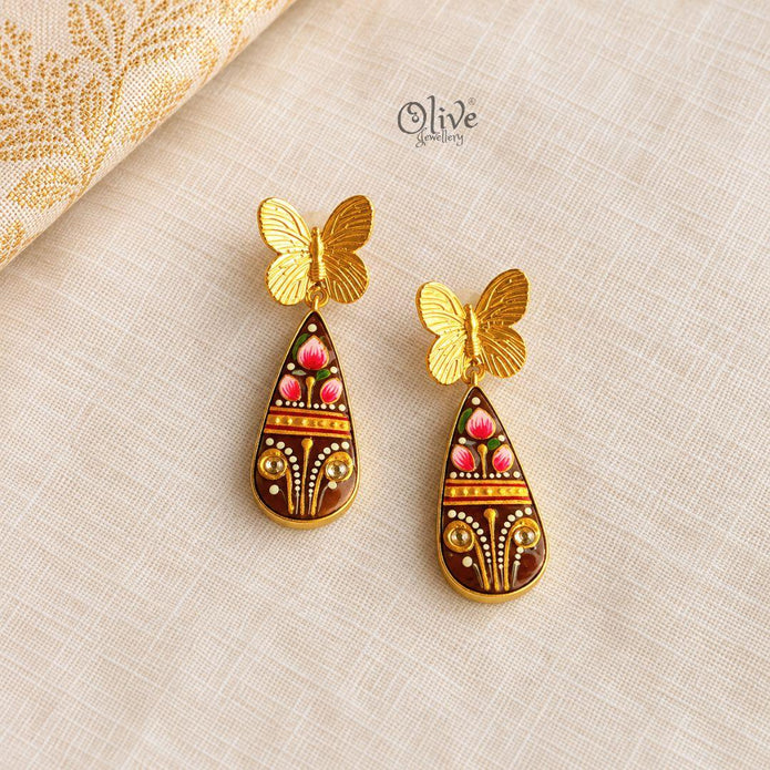 Tanjore Butterfly Earrings-332