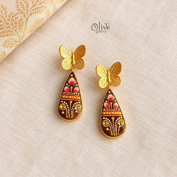 Tanjore Butterfly Earrings-332