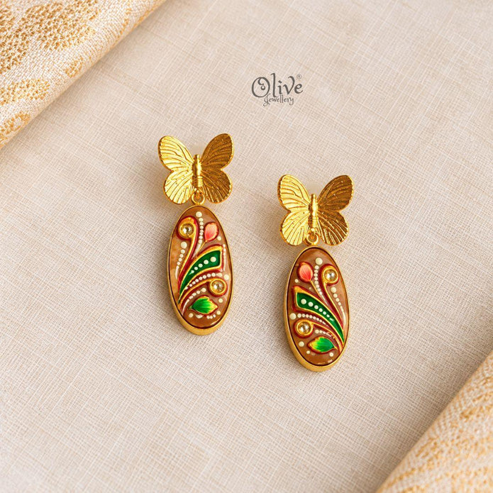 Tanjore Butterfly Earrings-334