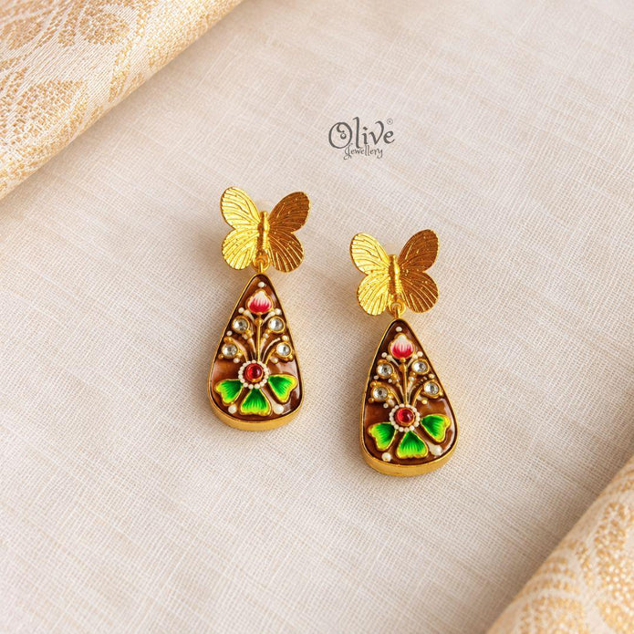 Tanjore Butterfly Earrings-335
