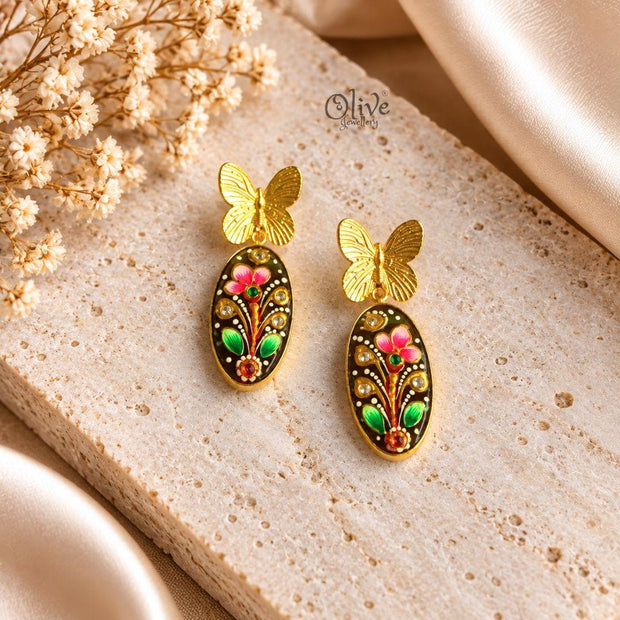 Tanjore Butterfly Earrings-336