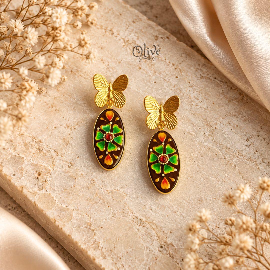 Tanjore Butterfly Earrings-337