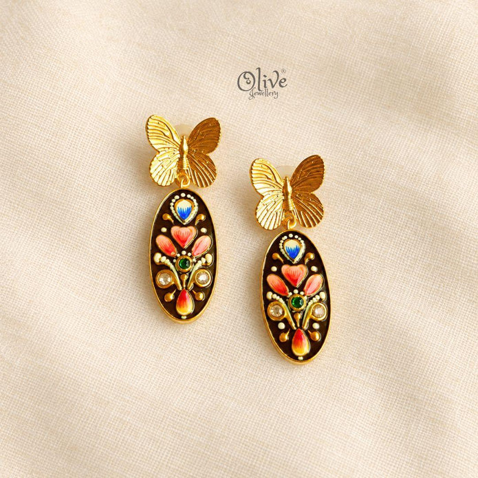 Tanjore Butterfly Earrings-338