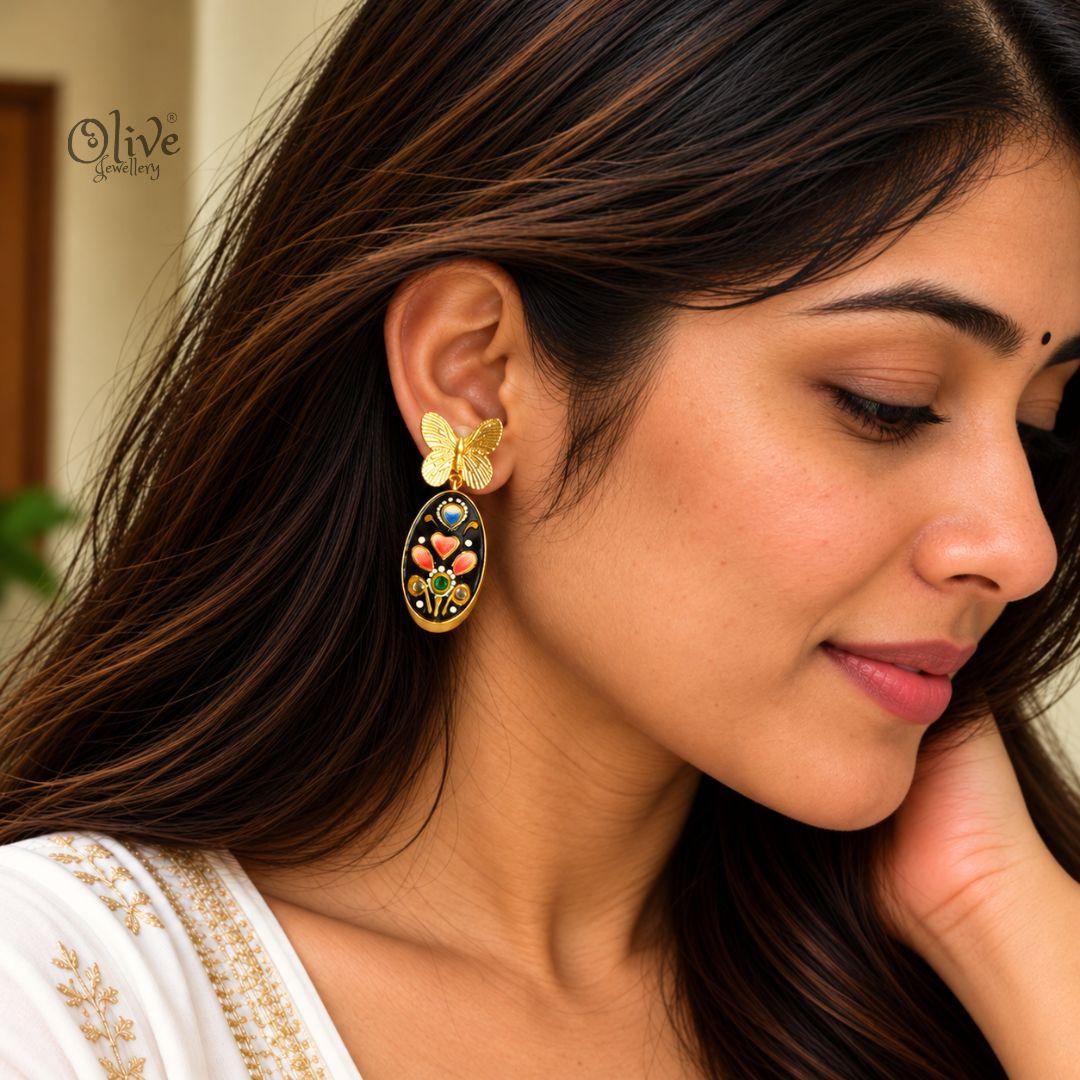 Tanjore Butterfly Earrings-338