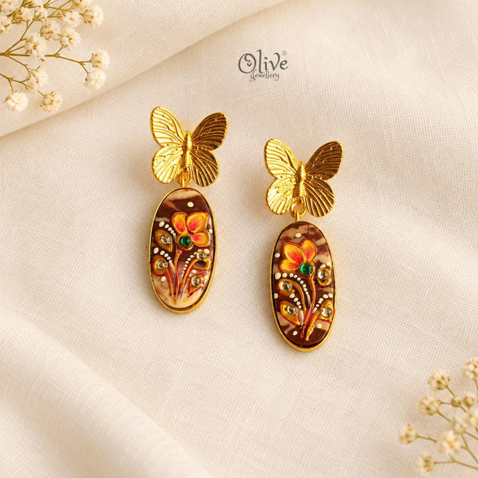 Tanjore Butterfly Earrings-339