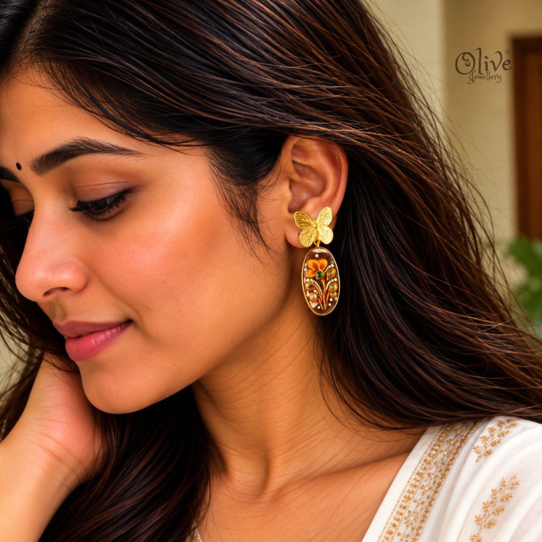 Tanjore Butterfly Earrings-339