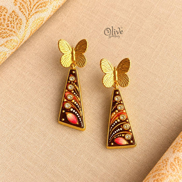 Tanjore Butterfly Earrings-340