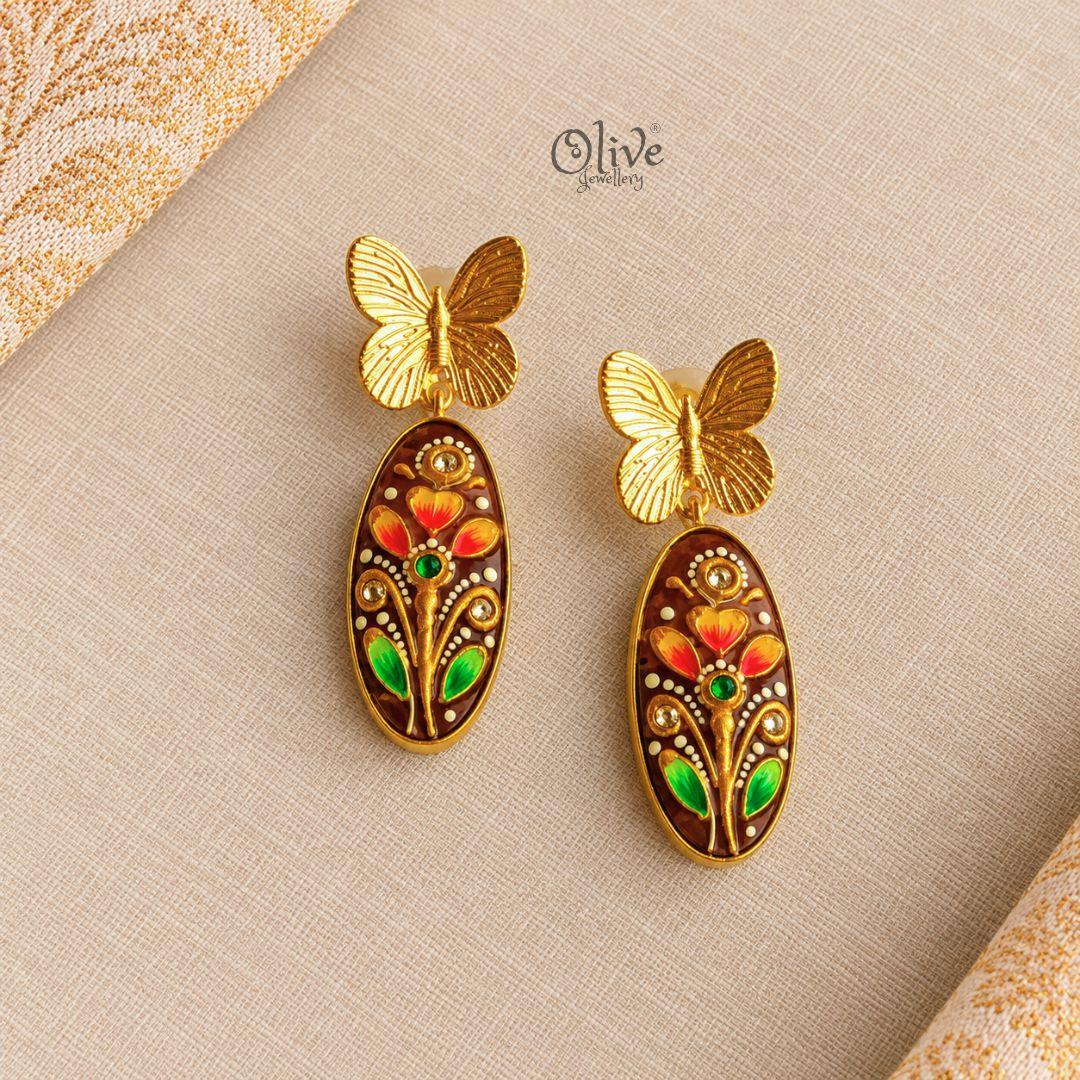 Tanjore Butterfly Earrings-333