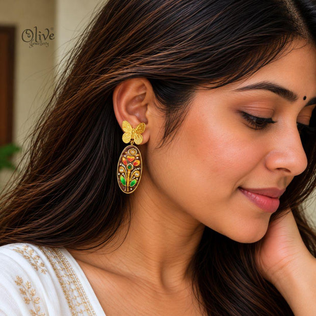 Tanjore Butterfly Earrings-333