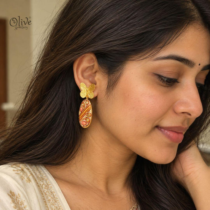 Tanjore Butterfly Earrings-341