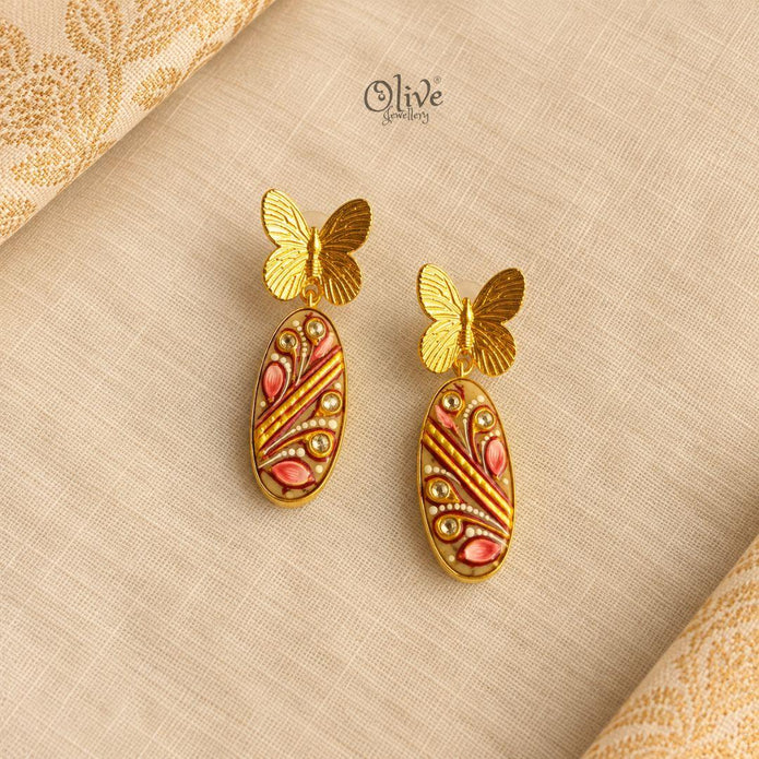 Tanjore Butterfly Earrings-341