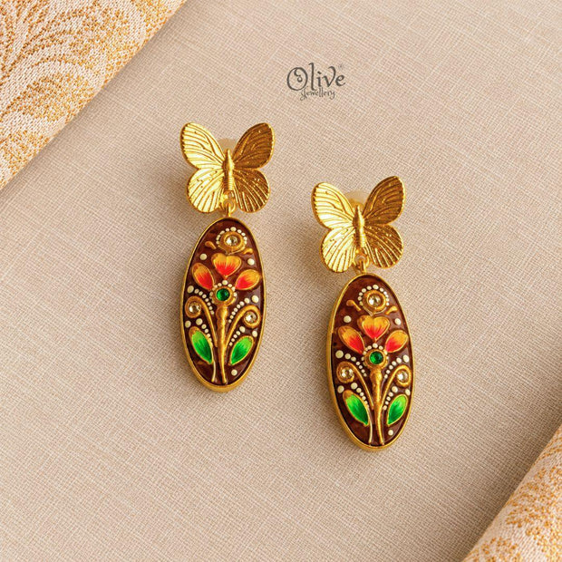 Tanjore Butterfly Earrings-333