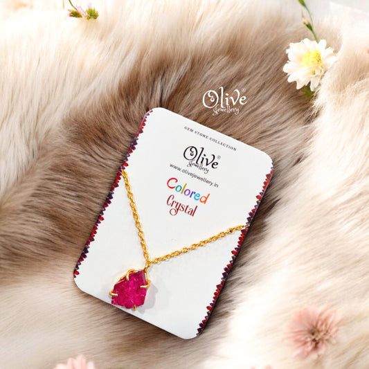 Gem Stone Collection Pendent - Colored Crystal - Claw Fitting - Rough Shape