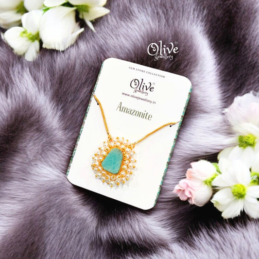 Gem Stone Collection Pendent - Collet Fitting - with Pearls - 26