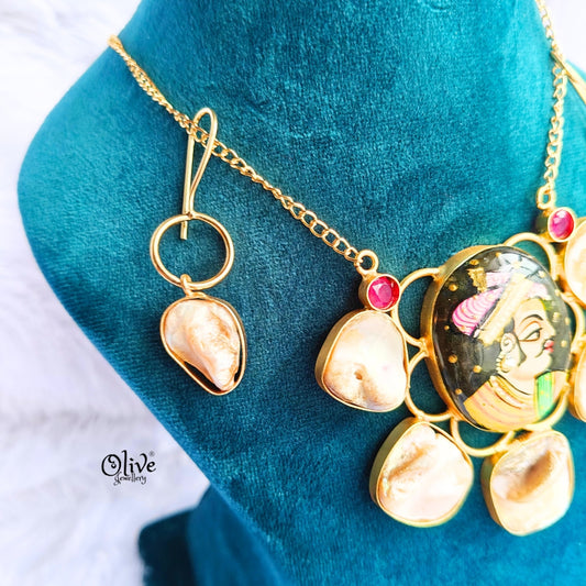 MOP Pendent with Tanjore Painting
