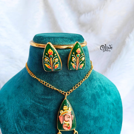 Tanjore Lotus Pendent