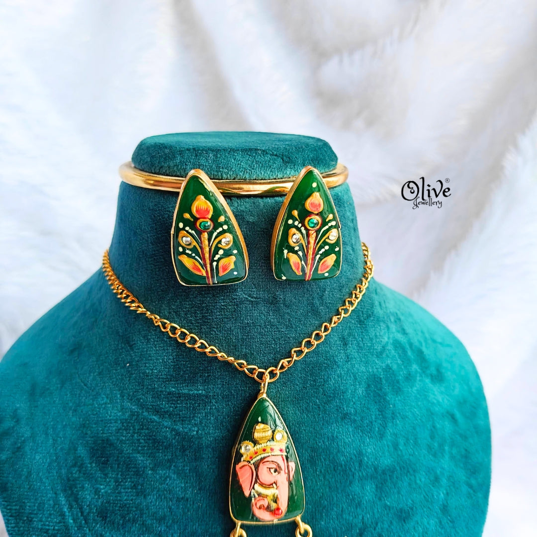 Tanjore Lotus Pendent