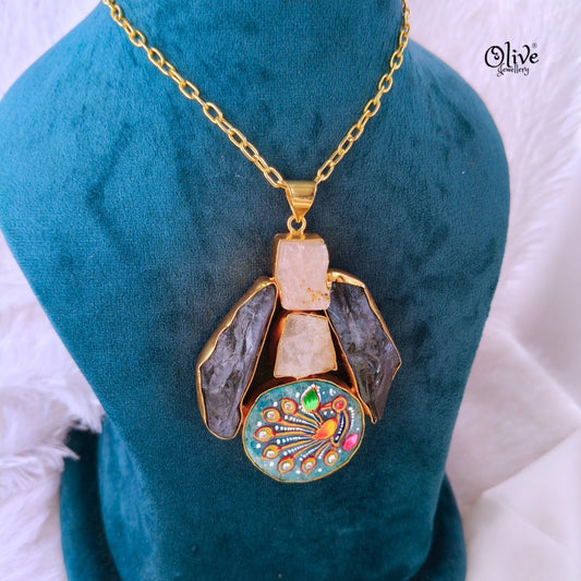 Natural Stone Tanjor Pendent