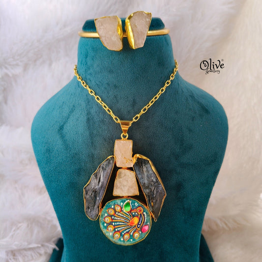 Natural Stone Tanjor Pendent