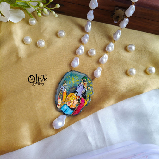 Natural Stone -Tanjor  Radha Krishna Pendent