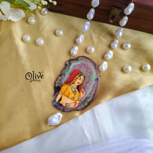 Natural Stone -Tanjor  Radha Krishna Pendent