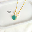 Gem Stone Collection Pendent - Collet Fitting - Rough Shape - 2 Pearls