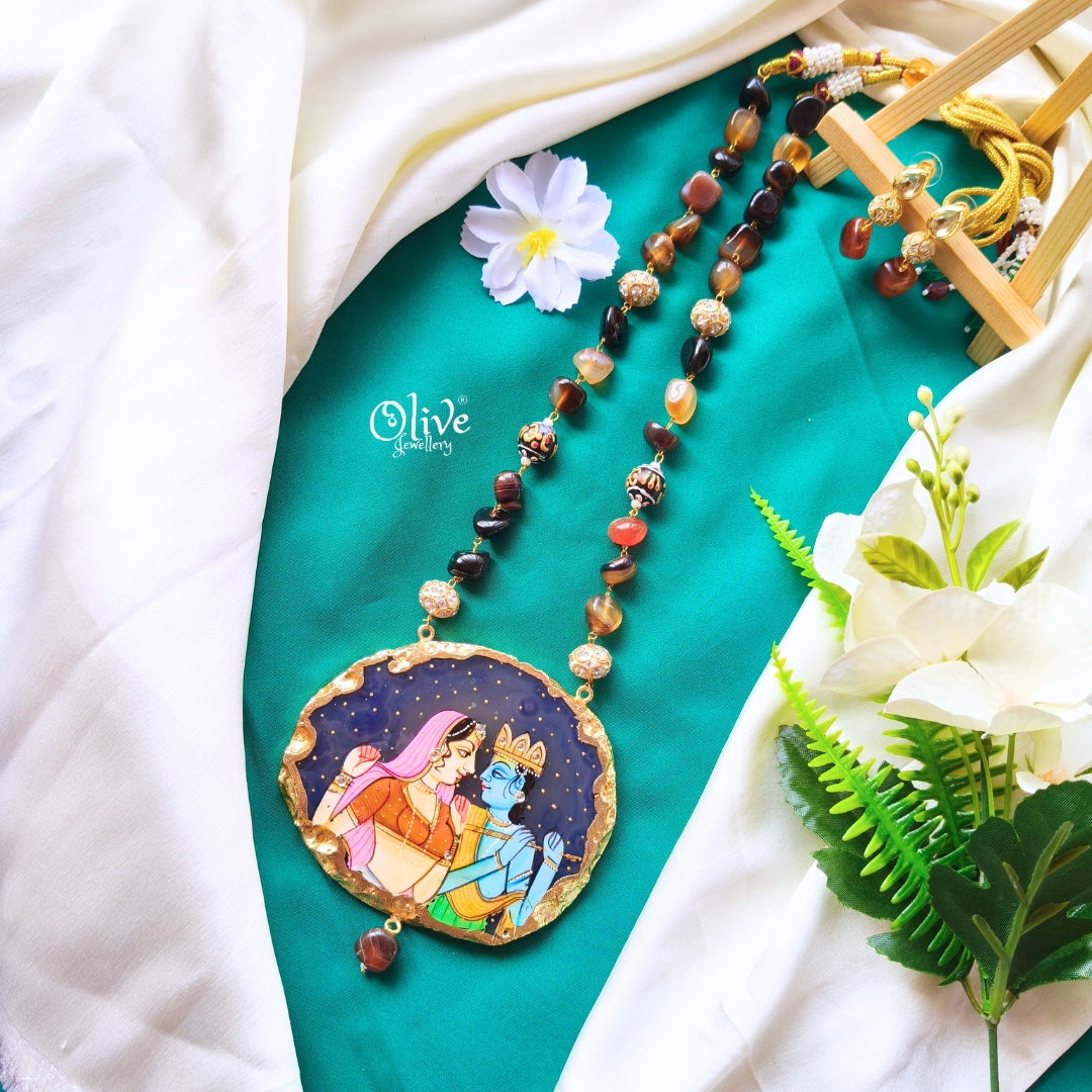 Natural Stone Tanjore Pendent-384